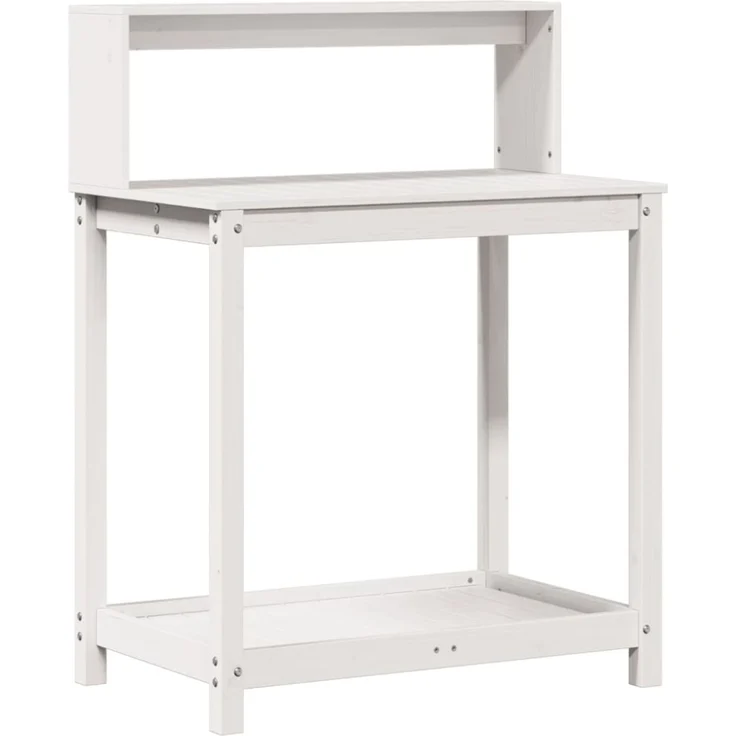vidaXL Pflanztisch mit Ablagen Weiß 82,5 x 50 x 109,5 cm Massivholz Kiefer 832408 – Bild 5