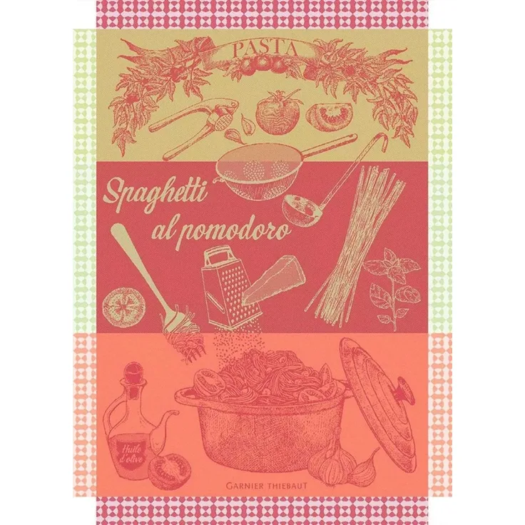 Garnier-Thiebaut Geschirrtuch Spaghetti Pomodoro Basilic 56x78 Cm 100% Gekämmte