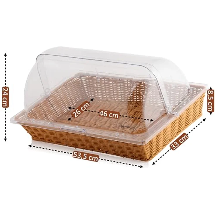 Mahlzeit Brotkorb Rattan, mit Rolltop-Deckel, 53,5 x 33 x 25 cm, geflochtener Korb, Kunststoff – Bild 4