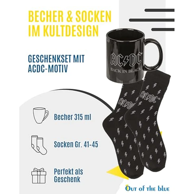 AC/DC Set Geschenkset Tasse und Socken Strümpfe Fanartikel – Bild 3