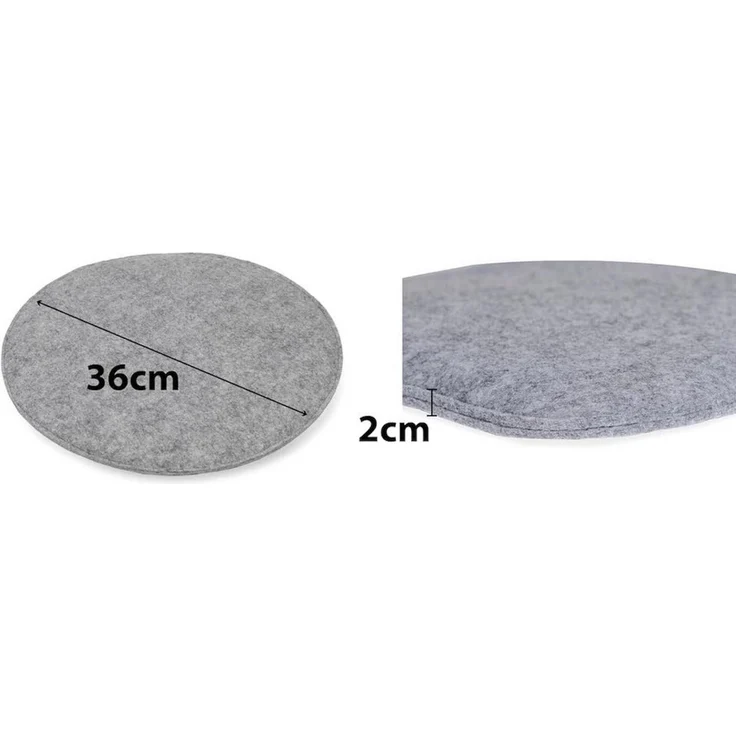 sunnypillow Stuhlkissen 4er Set Sitzkissen Filz Stuhlkissen rund Ø 36cm Filzkissen, Hellgrau – Bild 2