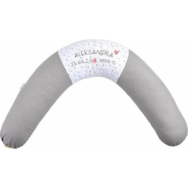 sei Design Stillkissenbezug XXL 190x30 cm - personalisiert mit Namen und Geburtsdatum personalisierte Geschenke Baby Junge Mädchen für Stillkissen Lagerungskissen Schwangerschaftskissen