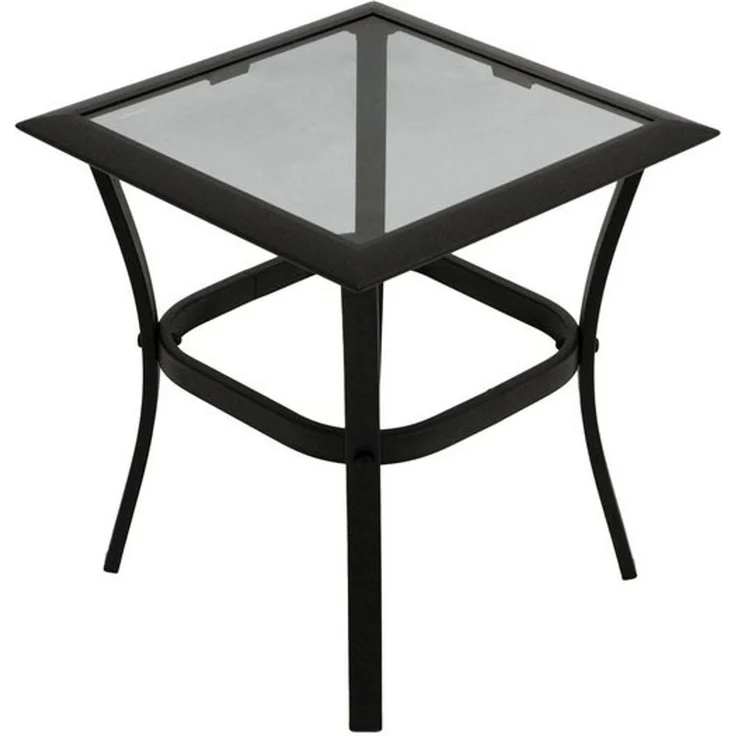 DEGAMO Beistelltisch ZAGREB, 46x46cm, Stahl schwarz + Glas, Indoor + Outdoor – Bild 4
