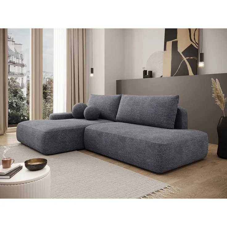 Vente-unique - DAVISO Sofa Stoff Grau - B 164 cm x H 87 cm x L 276 cm