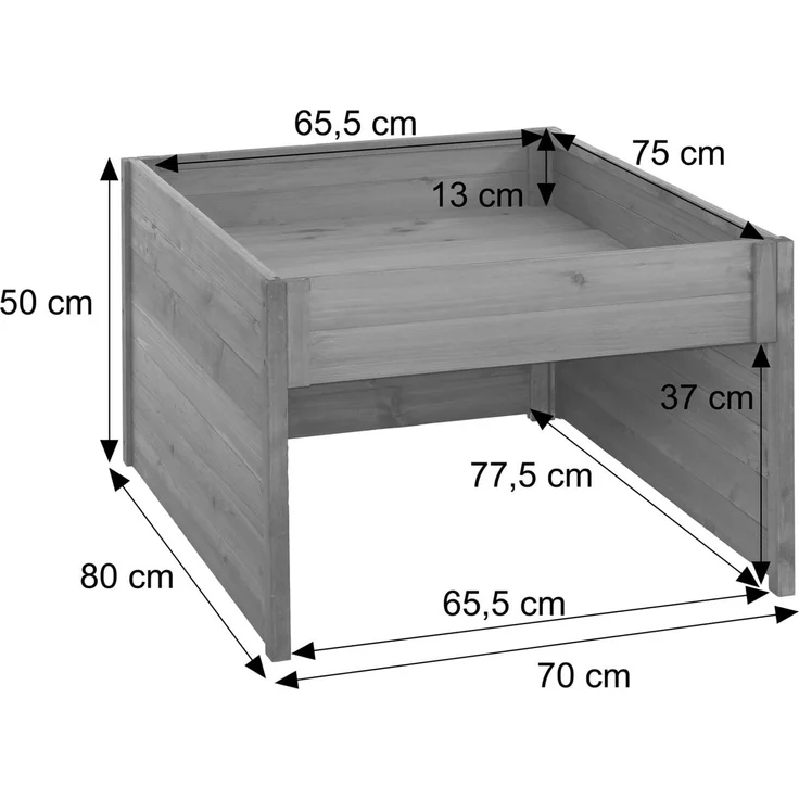Mähroboter-Garage mit Pflanzkasten HWC-Q17, Unterstand Rasenmäher, Holz FSC®-zertifiziert 50x70x80cm ~ anthrazit-grau – Bild 3