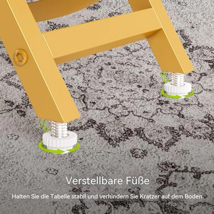 LITTLE TREE Beistelltisch, 4-stöckiger schmaler Beistelltisch aus Kunstmarmor mit großem Stauraum, moderner Nachttisch und Nachttisch für Wohnzimmer, Homeoffice, Schlafzimmer, Weiß und Gold – Bild 8