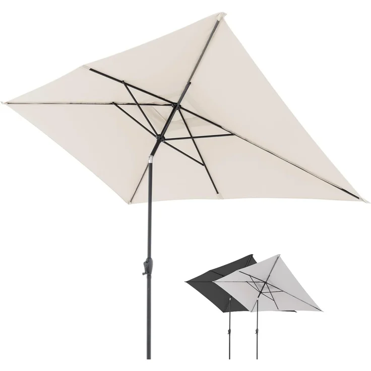 Doppler Sonnenschirm Jack 300x200 cm in Natur - Rechteckiger Sonnenschirm für Balkon & Terrasse - Schirm knickbar - Großer Balkonsonnenschirm - Kurbelschirm- Kippbarer Gartenschirm