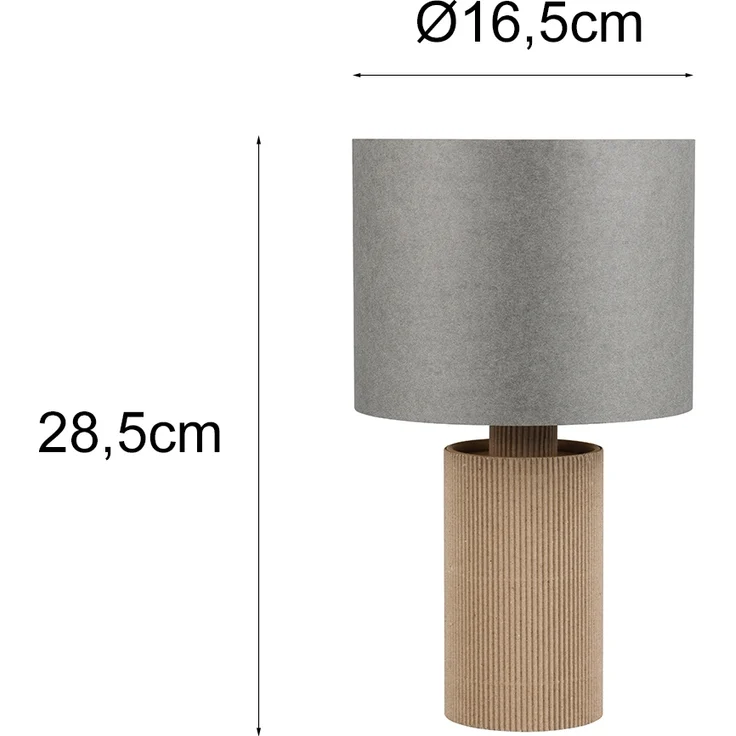 Kleine LED Tischleuchte aus recycelter Pappe und Bambus, Höhe 28cm – Bild 4