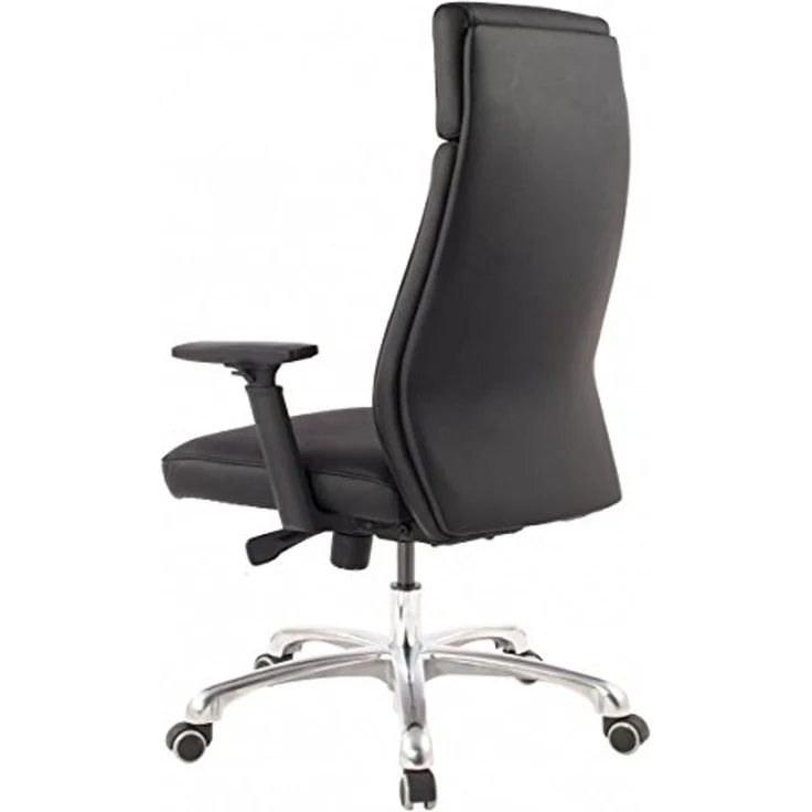 Bürostuhl PORTO Echt-Leder Schwarz ergonomisch mit Kopfstütze, Design Chefsessel Schreibtischstuhl ergonomisch mit Wippfunktion, Drehstuhl mit Armlehnen X-XL 120 kg – Bild 6