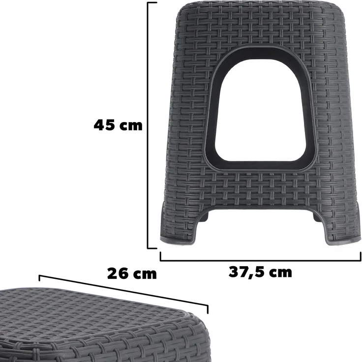 KADAX Hocker Küchenhocker Rattan Anthrazit 2 Stk – Bild 3