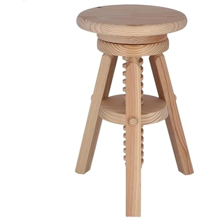 Aranaz Drehbarer Hocker aus Kiefer ohne Lack – Bild 4