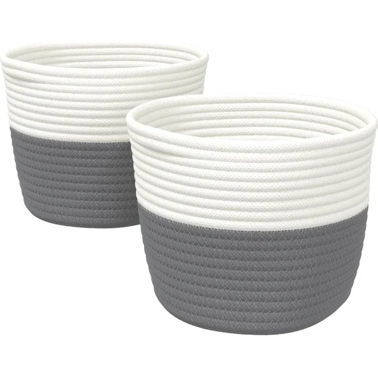 vidaXL Aufbewahrungskörbe 2 Stk. Grau und Weiß Ø24x18 cm Baumwolle 358453 – Bild 2