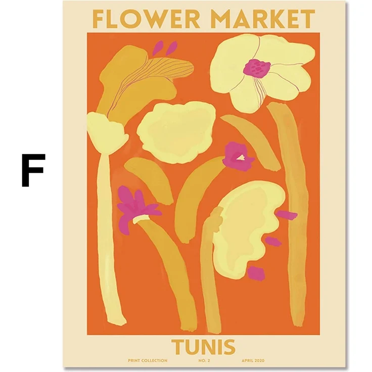 Poster Matisse Blumen Market Museum Abstrakt| Bilder Wohnzimmer | Wandbilder Schlafzimmer | Deko Print ohne Rahmen | Bilder Matisse Bunt - F / 50 x 70 cm