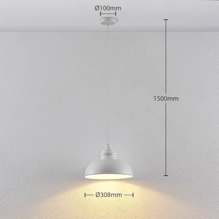 Lindby Pendelleuchte 'Cliona', mattweiß, Metall, Ø 31 cm, E27 für Wohnzimmer & Esszimmer – Bild 5