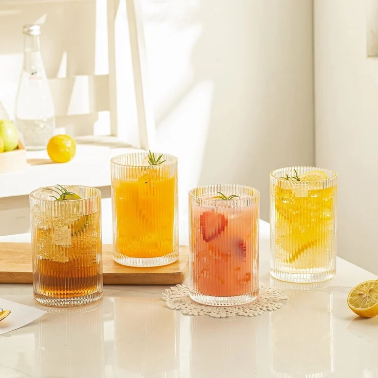 Geriffelte Vintage Cocktailgläser 4er Set 500ml - Trinkgläser ideal für Mojito – Bild 7