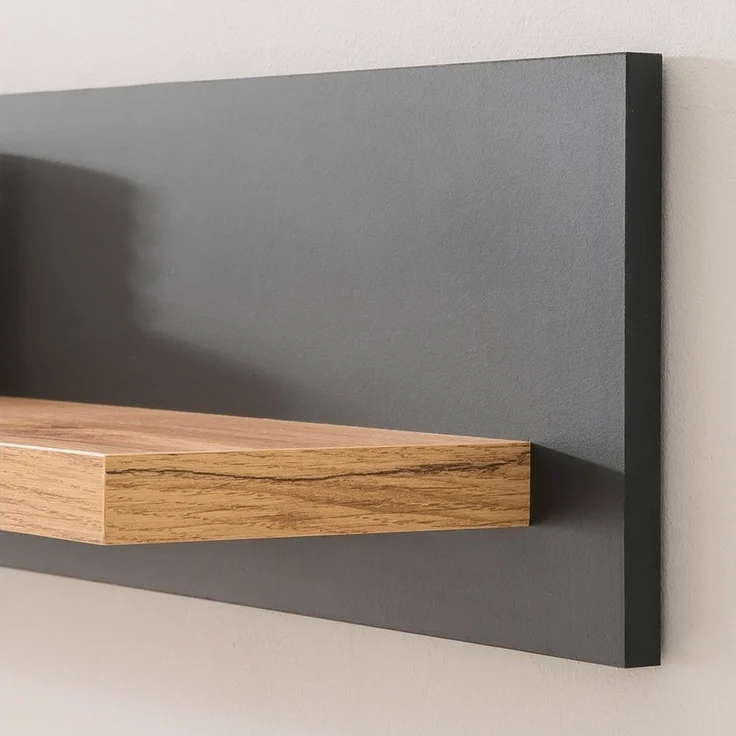 Lomadox Wandregal CESENA-61, Wandboard Landhaus in anthrazit mit Wotan Eiche Nb, 150/20/20 cm – Bild 2