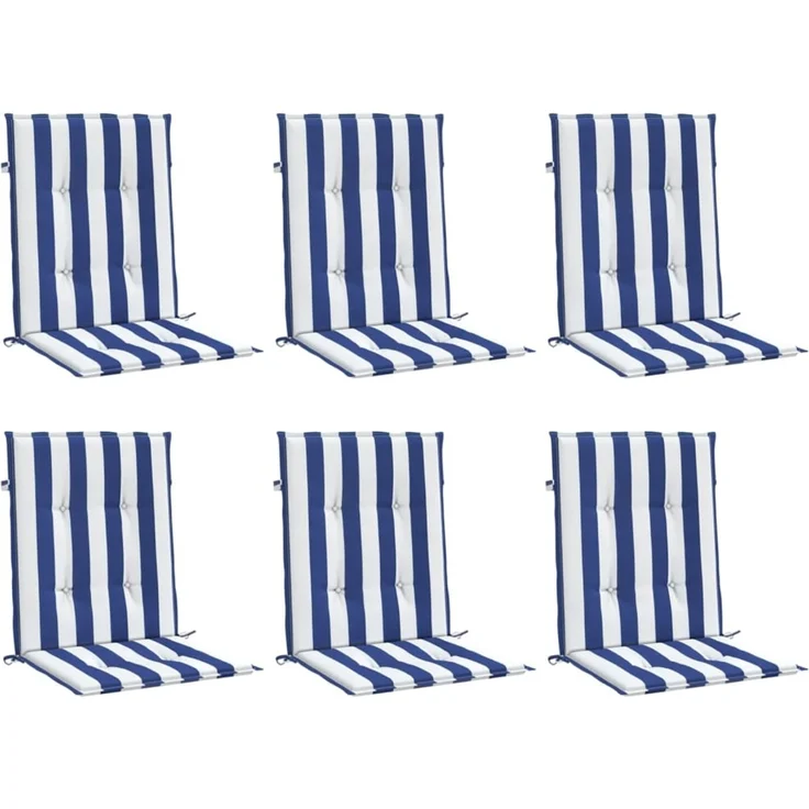 vidaXL Niedriglehner-Auflagen 6 Stk. Blau & Weiß Gestreift Stoff 361321 – Bild 3