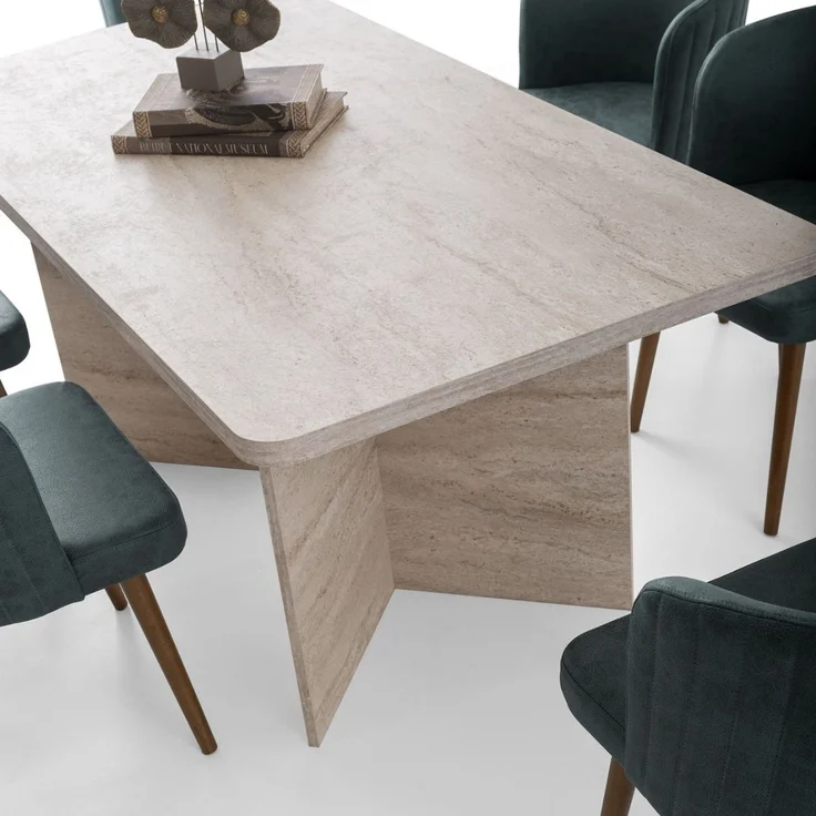 Calicosy 'LOFT' Esstisch mit rechteckiger Platte und 2 Beinen L180 cm - Beige - Beige – Bild 8