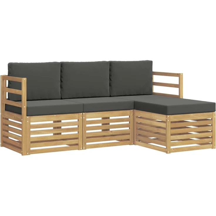 vidaXL Outdoor-Sofagarnitur 4 stk. 4-Sitzer Weiß und Anthrazit 3391617 – Bild 2