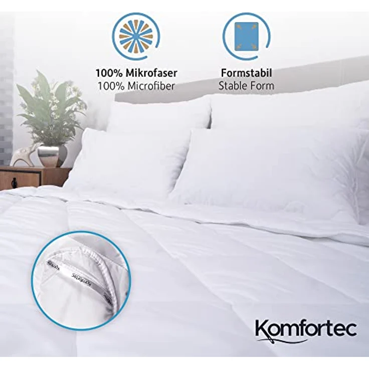 Komfortec Kunstfaserbettdecke,Bettdecken für Sommer und Winter, Ganzjahresdecke, Füllung: Polyester, Bezug: Mikrofaser, 135x200 cm, 155x220 cm und weiteren Größen, allergiker geeignet – Bild 3