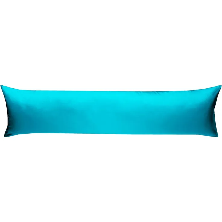 Mako Satin Seitenschläferkissen Bezug uni / einfarbig türkis 40x200 cm