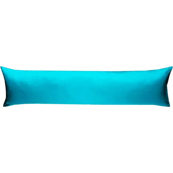 Mako Satin Seitenschläferkissen Bezug uni / einfarbig türkis 40x200 cm – Bild 1