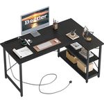 Bestier L-förmiger Schreibtisch, klein mit Steckdosen, Eckschreibtisch mit Regalen, 120 cm, wendbar, Computertisch, Schreibtisch mit Bücherregal, für Zuhause, Büro, kleiner Raum