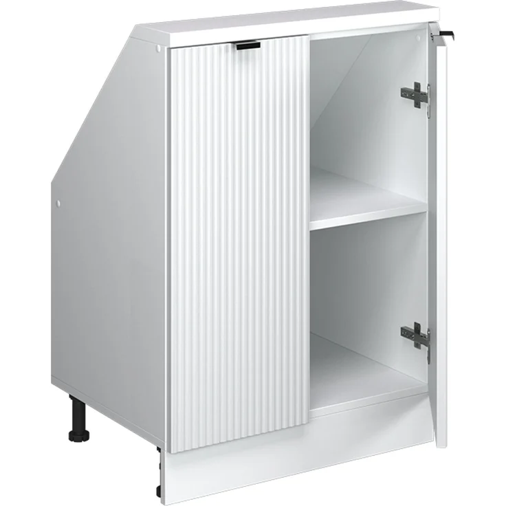 Küchenschrank für Dachschrägen R-Line Weiß Riffel 60 cm mit 2 Türen Vicco – Bild 3