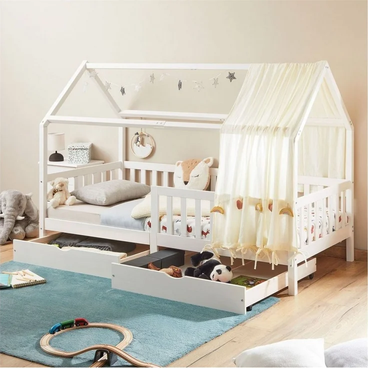 IDIMEX Kinderbett NUNA, Hausbett Montessoribett 90 x 200 Kiefer Tippibett Kinderbett – Bild 2