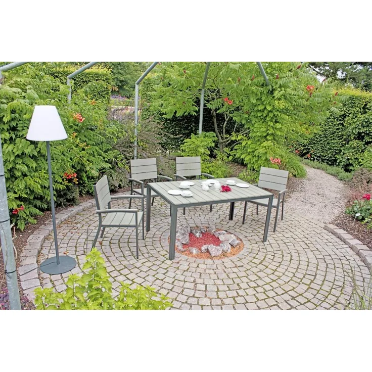 Garten Tischgruppe OLIVIA 5-tlg. Tisch 150 x 90 cm + 4 x Stapelstuhl