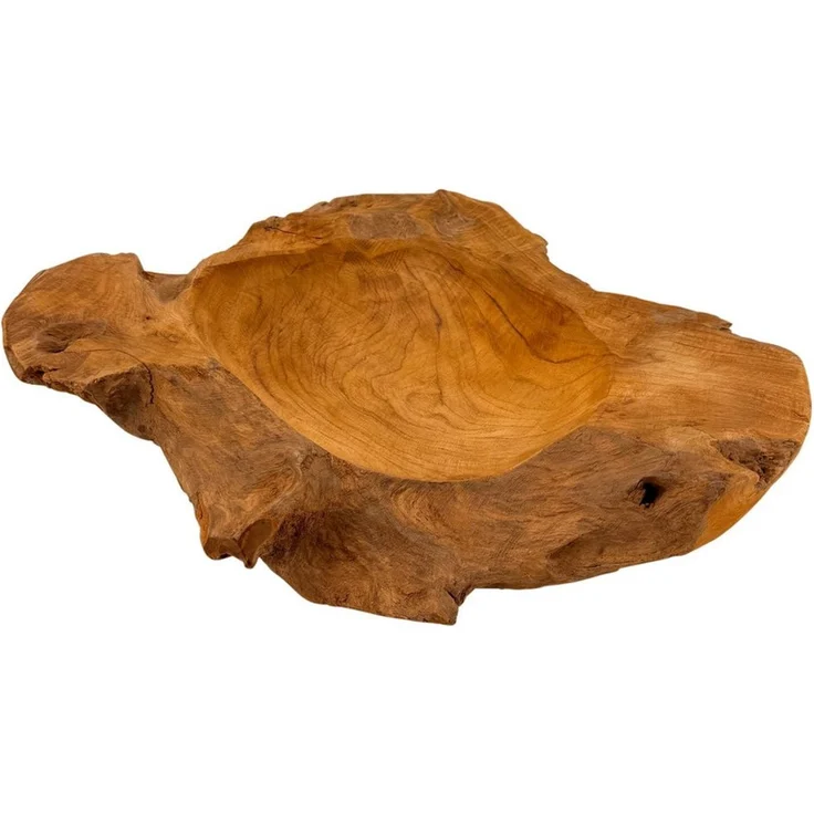Online-Fuchs Dekoschale XL aus Teakholz, Obstschale - Dekoration für Wohnzimmer & Küche (jede Schale ein Unikat, 40 bis 45 cm groß), massives Teakholz, rustikaler Charme, Natur durch und durch – Bild 2