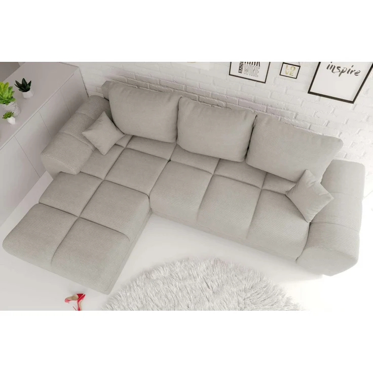 99rooms Antalya Ecksofa Cordstoff POSO Greige Links mit Schlaffunktion – Bild 3
