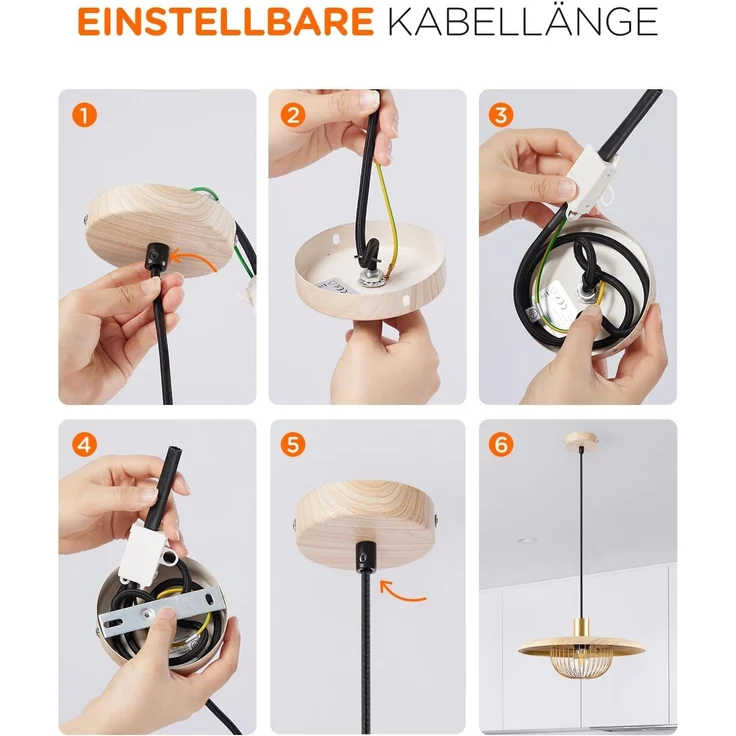 Tomons Pendelleuchte Hängeleuchte Skandinavisch Deckenlampe, Höhenverstellbar, ohne Leuchtmittel – Bild 7