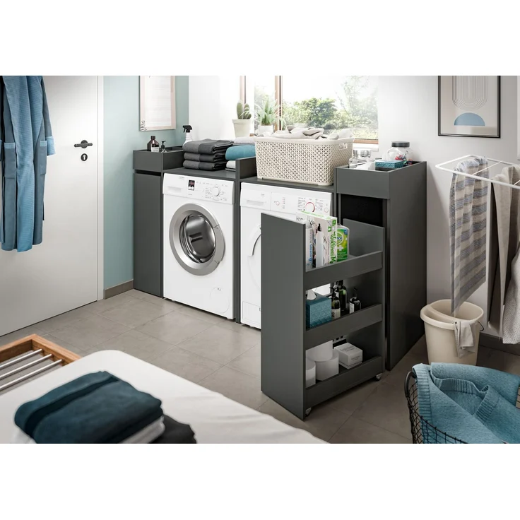 Waschmaschienenumbau Set (B/H/T: 190x101x60 cm) in anthrazit Nachbildung – Bild 9
