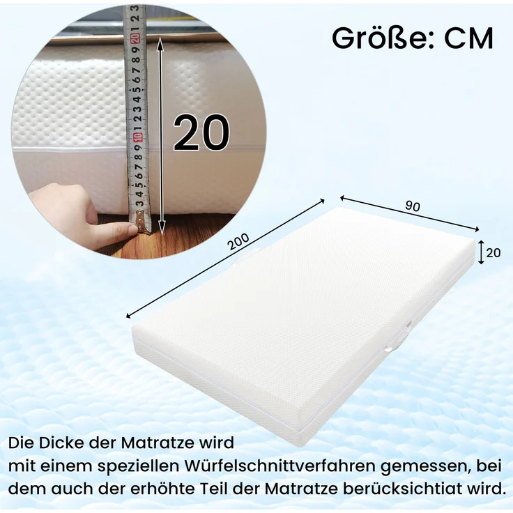 7-Zonen Kaltschaummatratze 90x200x20 cm, Weiß, H3/H2, Bezug waschbar, mit Grifflaschen – Bild 3