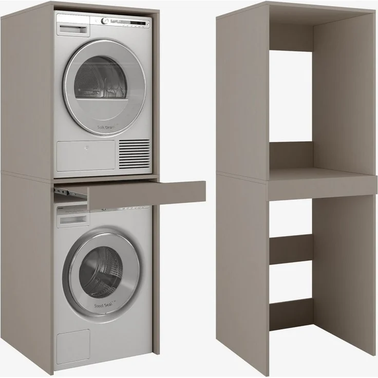 Platan Room Waschmaschinenumbauschrank Waschmaschinenschrank für Waschmaschine & Wäschetrockner Waschmaschine Trockner Schrank mit Ausziehbrett Überbauschrank – Bild 1