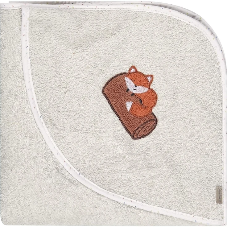 Sterntaler Kapuzenbadetuch Fuchs Filou 80x80 cm – Babyhandtuch mit Kapuze aus 100% Baumwolle, saugfähig & weich – Kinder Badetuch mit süßer Applikation – Unisex, lichtgrau – Bild 1