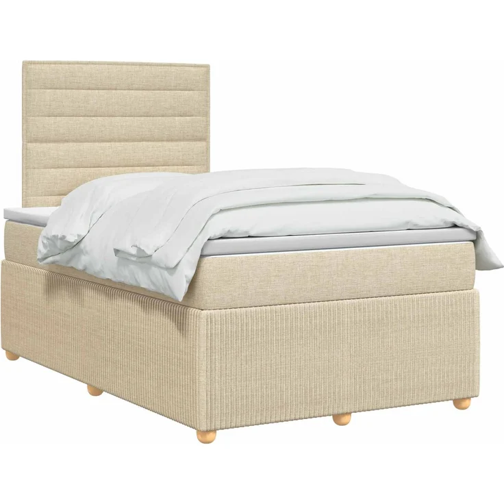 vidaXL Boxspringbett mit Matratze Creme 120 x 200 cm Stoff 3454366 – Bild 3