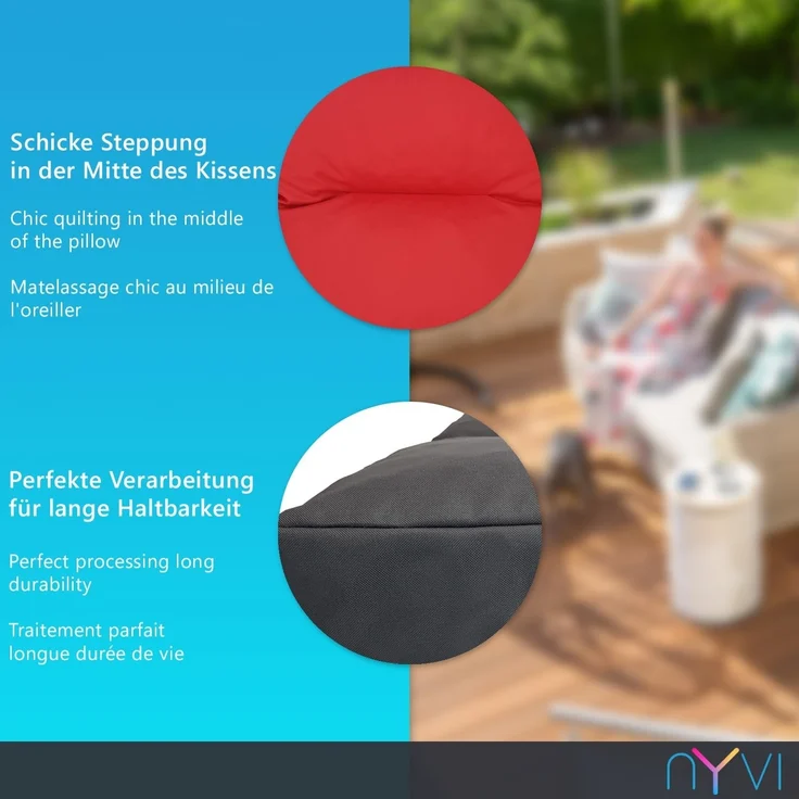 NYVI Sitzkissen Loungekissen SunLounge Outdoor Sitzkissen Sitzauflage Stuhlkissen, Wasserabweisend, Schmutzabweisend, Bequem, für Stühle, Bänke, Boden – Bild 6