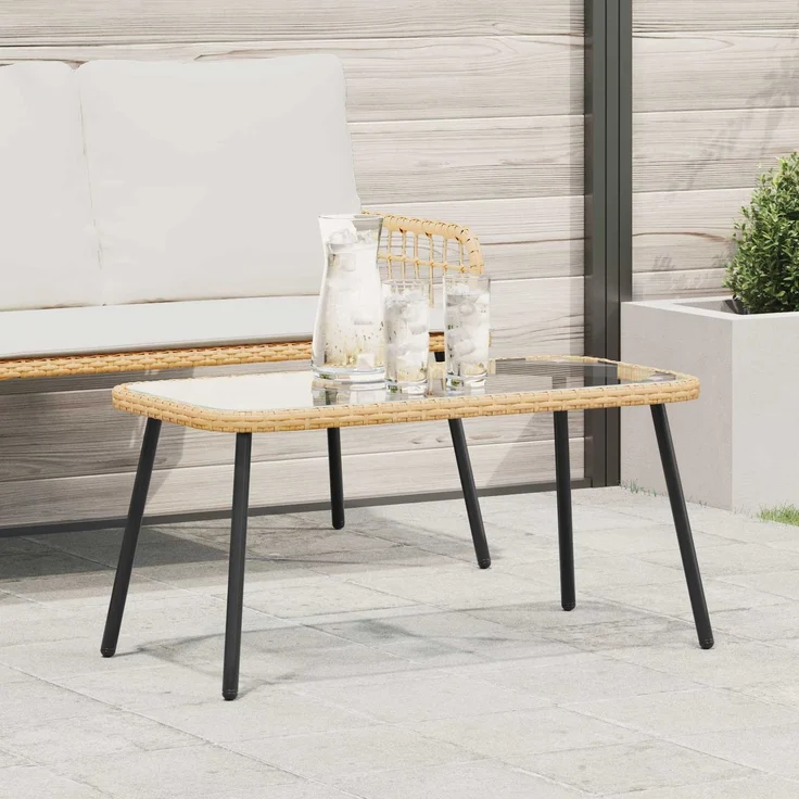 vidaXL Couchtisch Braun und Schwarz 90 x 45 x 43 cm Poly-Rattan 4108268 – Bild 1