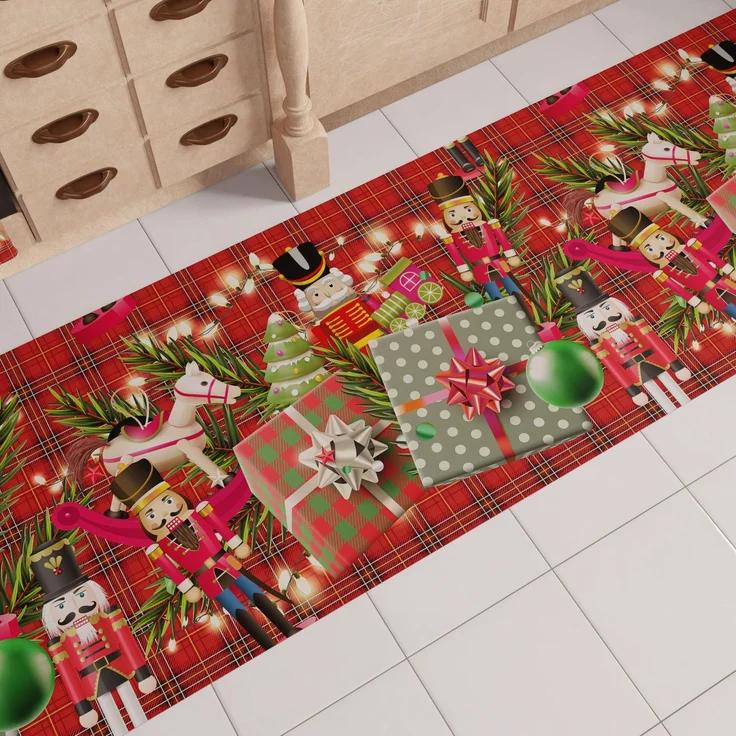PETTI Artigiani Italiani - Weihnachts-Küchenläufer, Rutschfester und waschbarer Weihnachts-Küchenteppich, Weihnachtsteppich 52x280 cm, Spielzeugsoldaten, Made in Italy