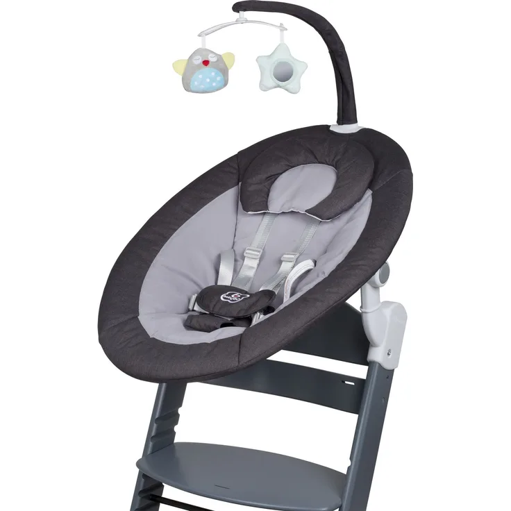 BabyGO 'Homey' Babywippe und Family Hochstuhl Set dark grey /grey inkl. Adapter