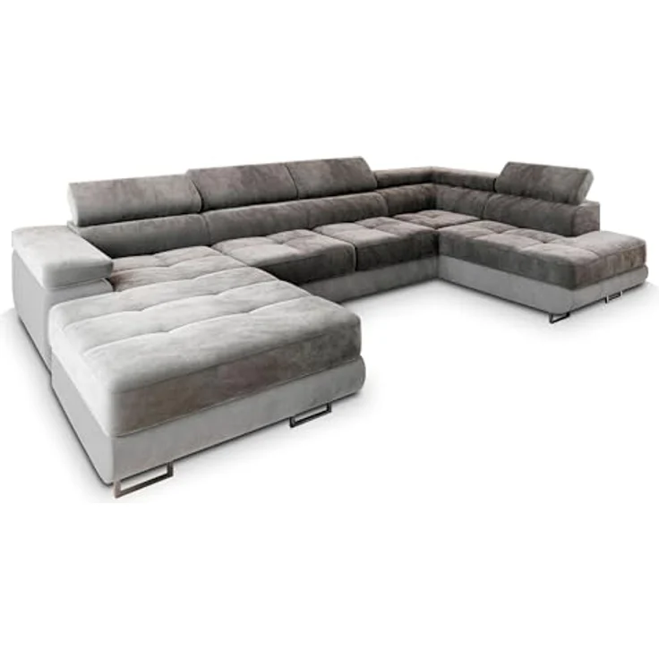 Masseno Ecksofa CASONE U-Form, mit Schlaffunktion und Bettkasten, eleganter Stoff in trendigen Farben – Bild 1