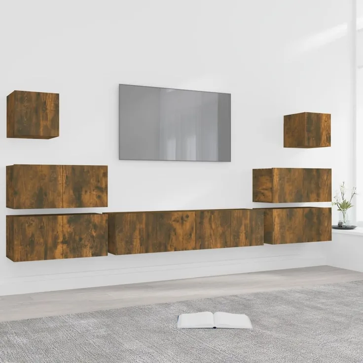 8-tlg. TV-Schrank-Set Räuchereiche Holzwerkstoff [3120290]