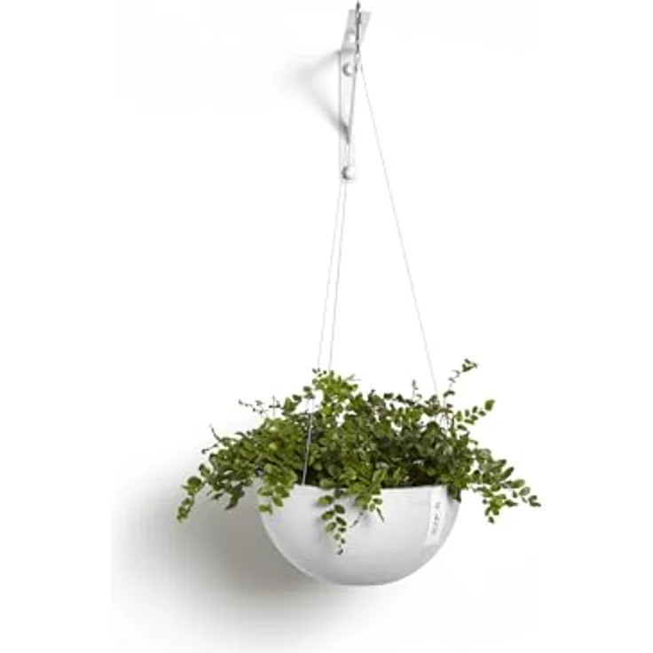 Ecopots Brussels Hängeampel Brussel, Blumentopf aus recyceltem Kunststoff, Ø 26,5 cm, Weiß – Bild 4