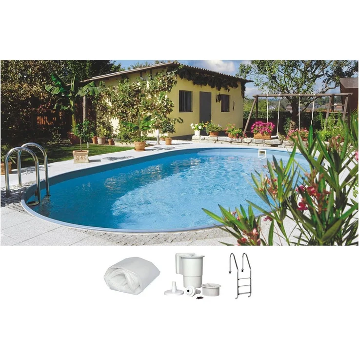 Clear Pool Ovalpool (Set, 4-tlg), 490x300x120 cm inkl. Tiefbeckenleiter aus Edelstahl – Bild 2