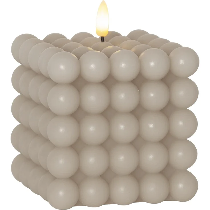 Bubble Kerze Dot, Echtwachs, beige, warmweißes LED Licht, 10x12,5cm