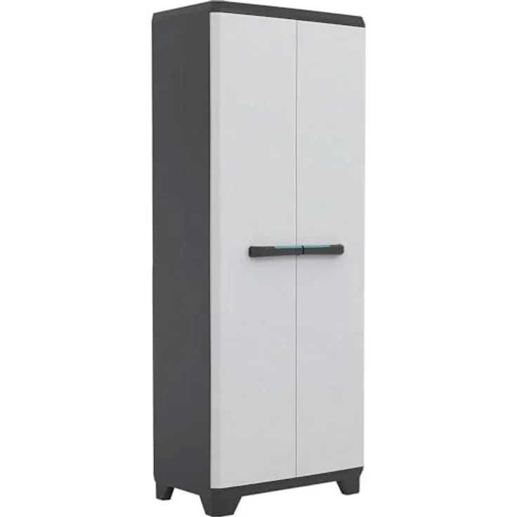 Keter Linear Utility Gartenschrank aus Kunststoff, Besenschrank, Kunststoffschrank, hellgrau, 68 x 39 x 173 cm – Bild 2