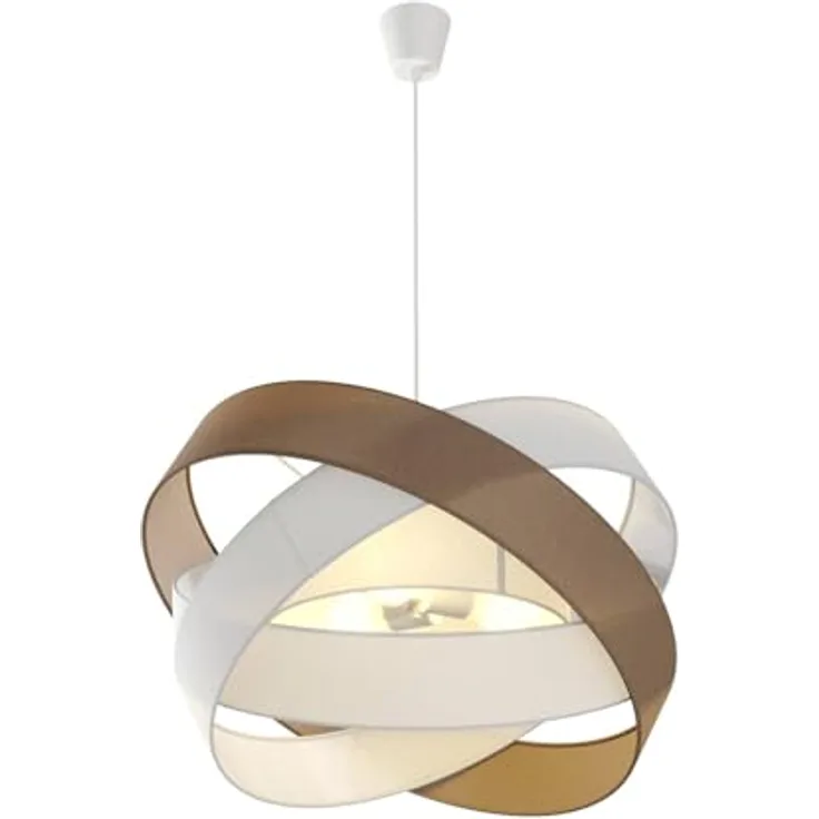 Lindby Simaria Stoffpendelleuchte, braun/grau/weiß, hochwertige Hängelampe für Wohnzimmer und Esszimmer