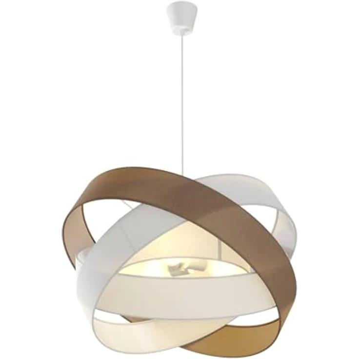 Lindby Simaria Stoffpendelleuchte, braun/grau/weiß, hochwertige Hängelampe für Wohnzimmer und Esszimmer – Bild 1